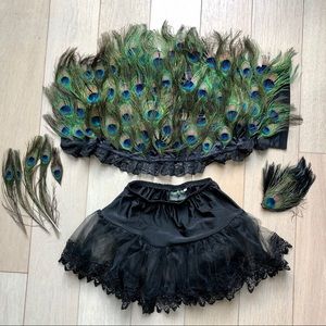 Peacock Costume- Corset, Skirt & Headpiece